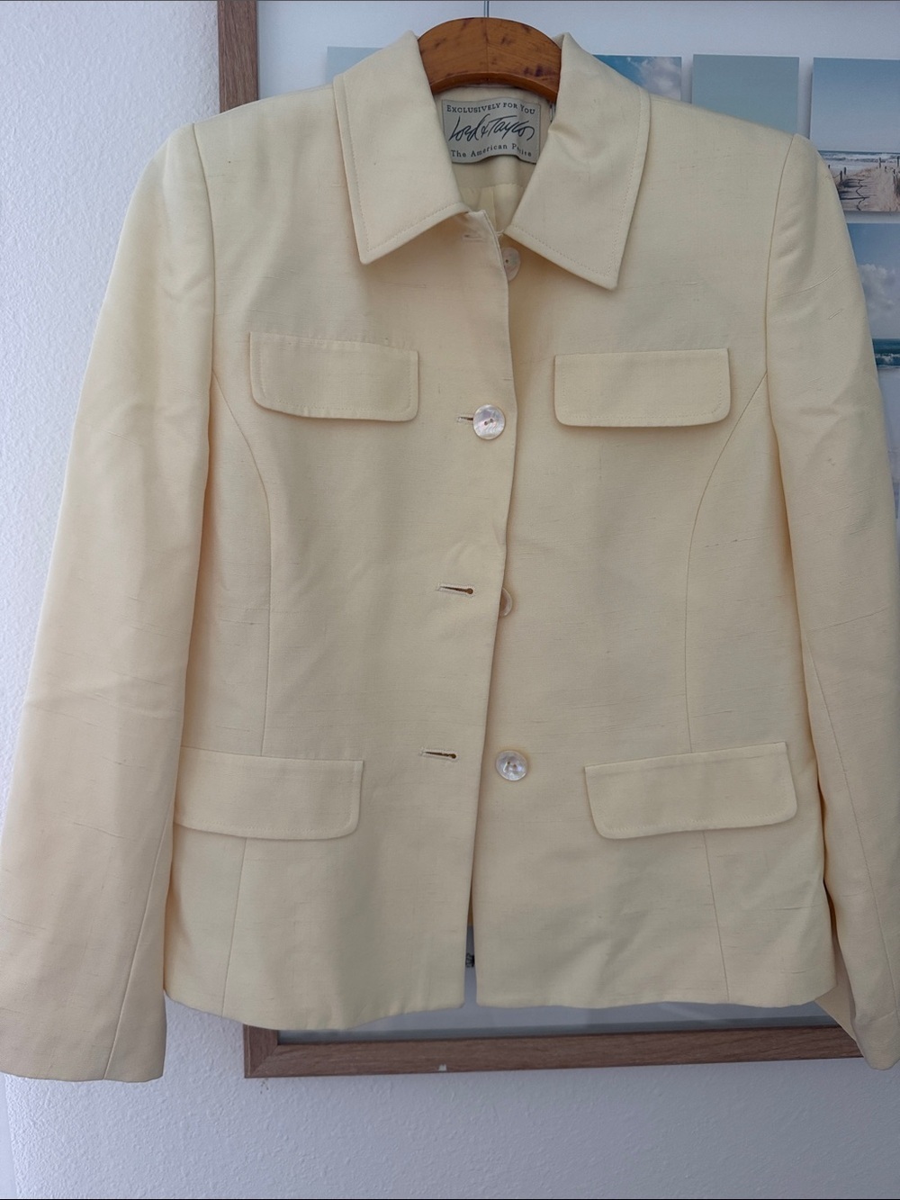 Lord & Taylor pastel yellow Women's Tailored Blazer